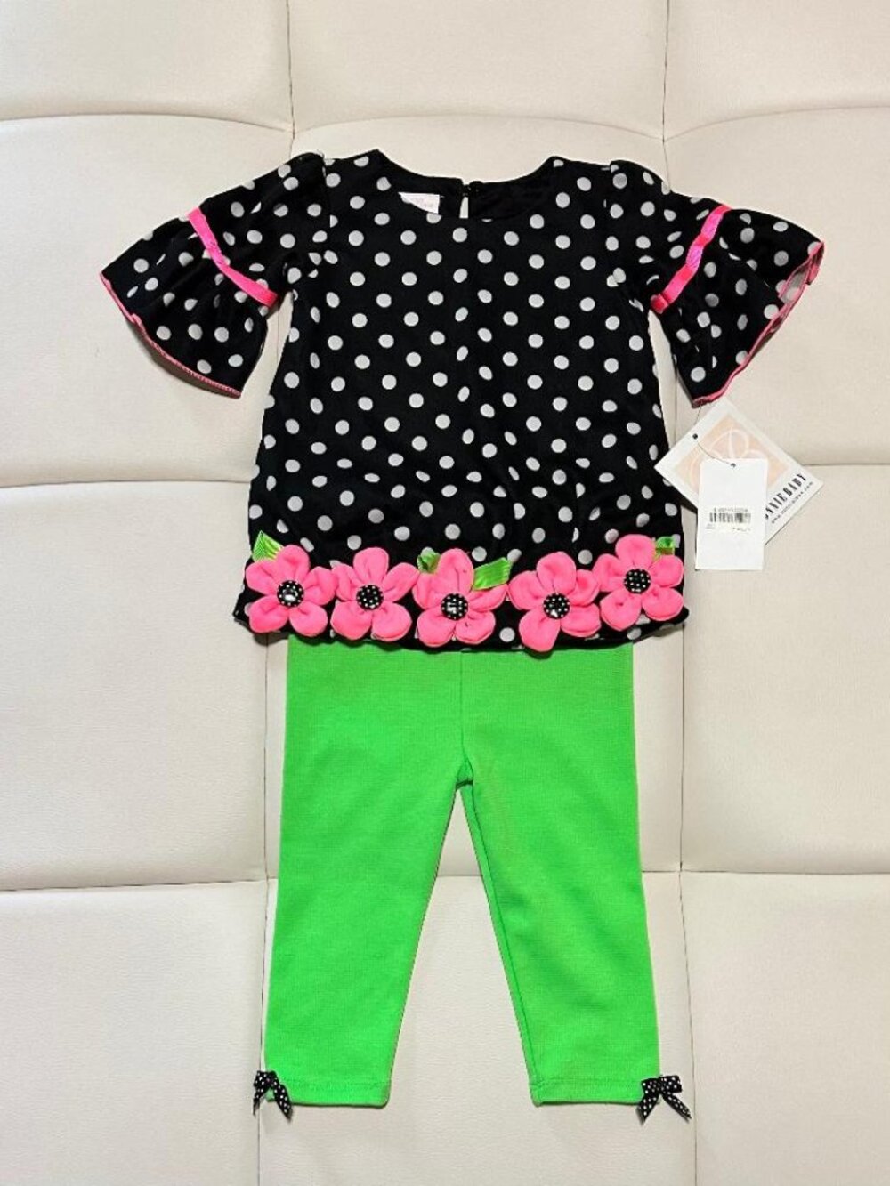 NWT BONNIE BABY 2-Pc Dress with Leggings Set   Size 12M   MSRP:$44